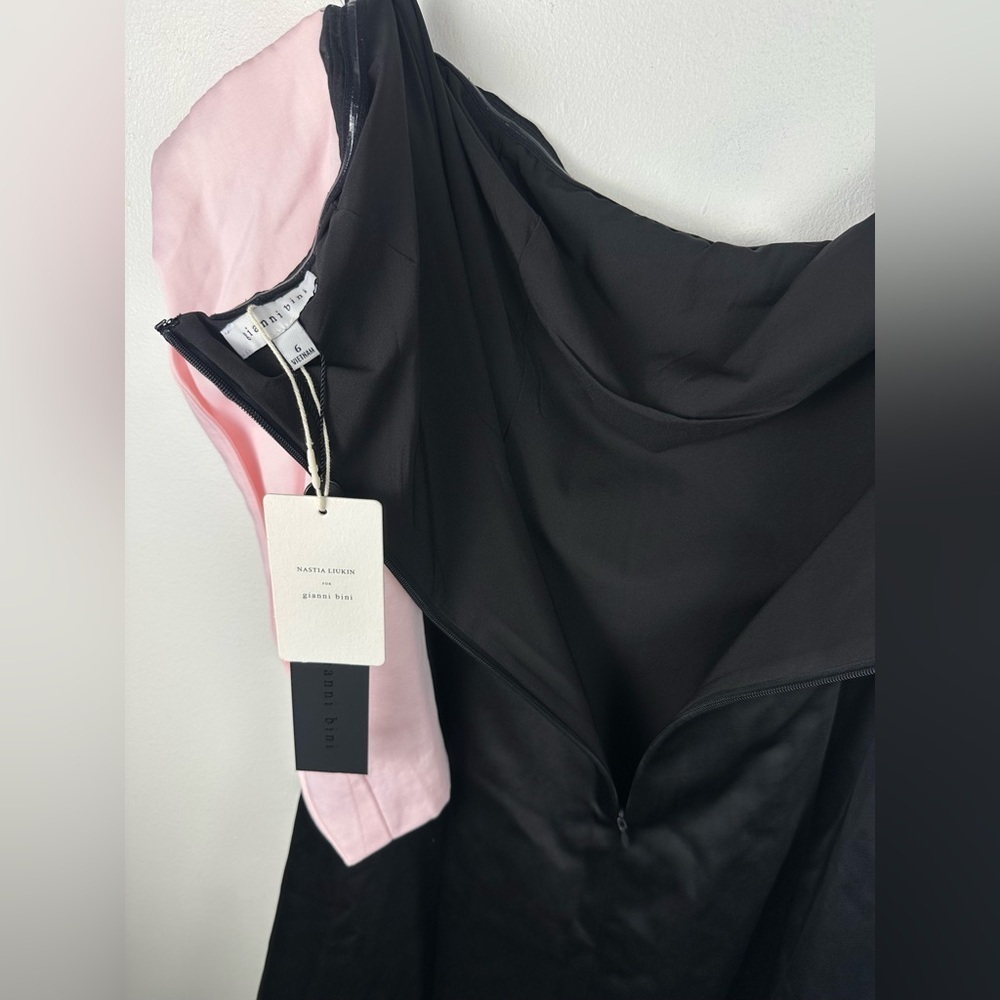 Gianni Bini Nastia Liukin Audrey Off the Shoulder‎ Satin Midi Dress Women’s Sz 6 - Picture 9 of 9